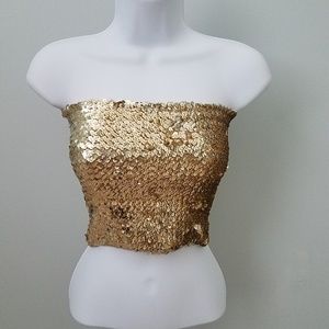 Gold Sequined Tube Top